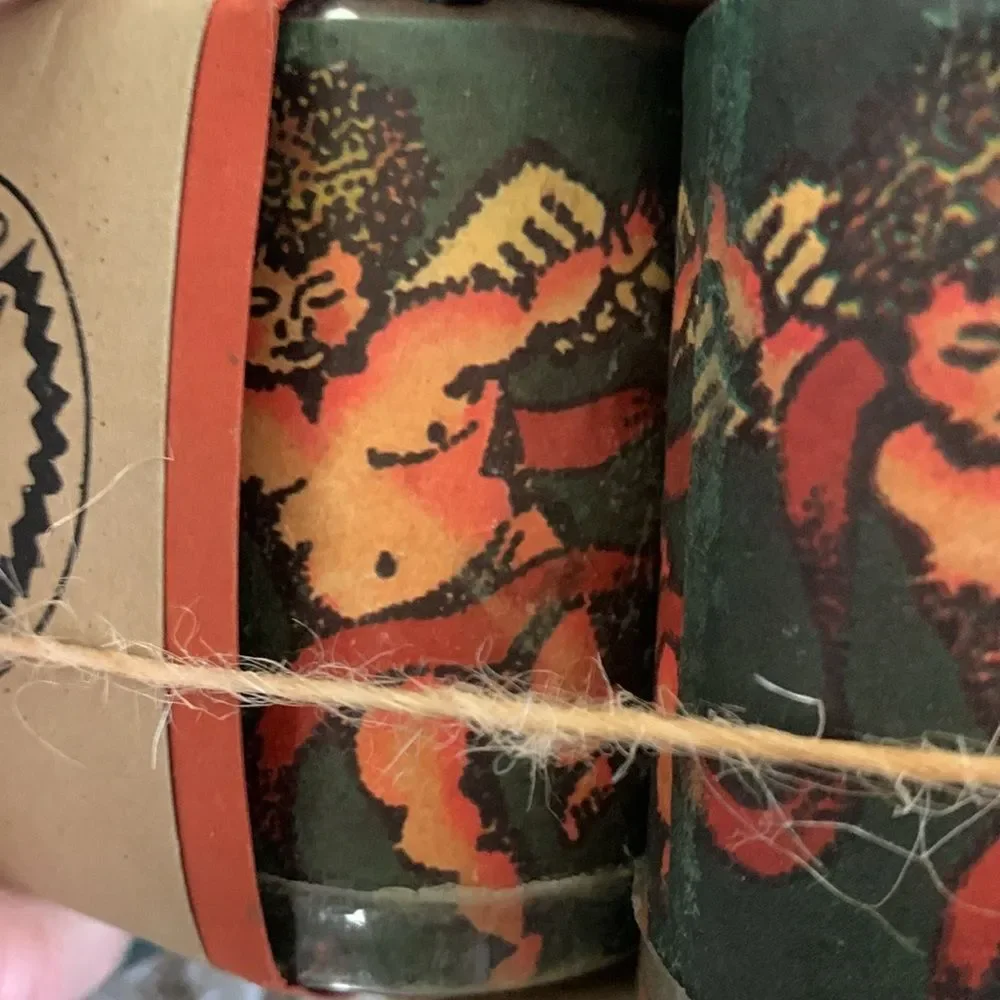 VOTIVO Set‎ Of 4 Cupid Paper Wrapped  Candles Made In Mexico